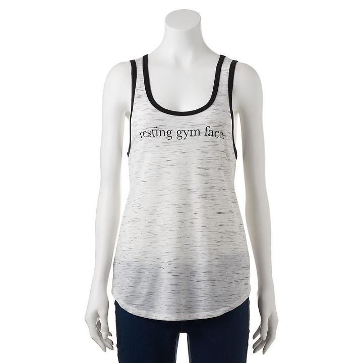 Juniors' So&reg; Active Racerback Graphic Tank, Teens, Size: Xs, White