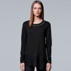 Petite Simply Vera Vera Wang Asymmetrical Embellished Sweater, Women's, Size: L Petite, Black