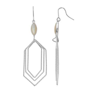 Olive & Ivy Silver Plated Mother-of-pearl Graduated Hexagon Drop Earrings, Women's