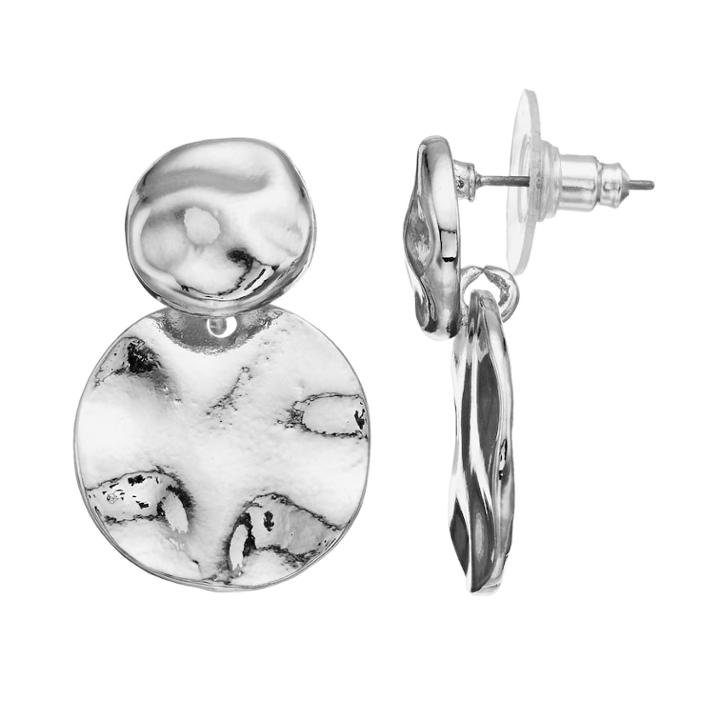 Hammered Silver Tone Metal Drop Earrings, Women's