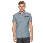 Men's Rock & Republic Chambray Stretch Button-down Shirt, Size: Medium, Dark Blue