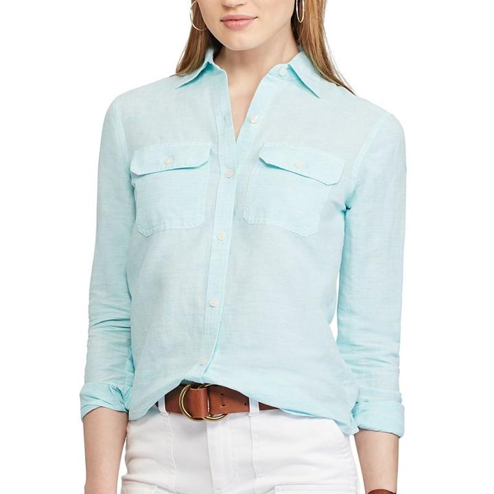 Women's Chaps Plaid Twill Button-down Shirt, Size: Xs, Blue