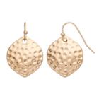 Hammered Marquise Nickel Free Drop Earrings, Women's, Gold
