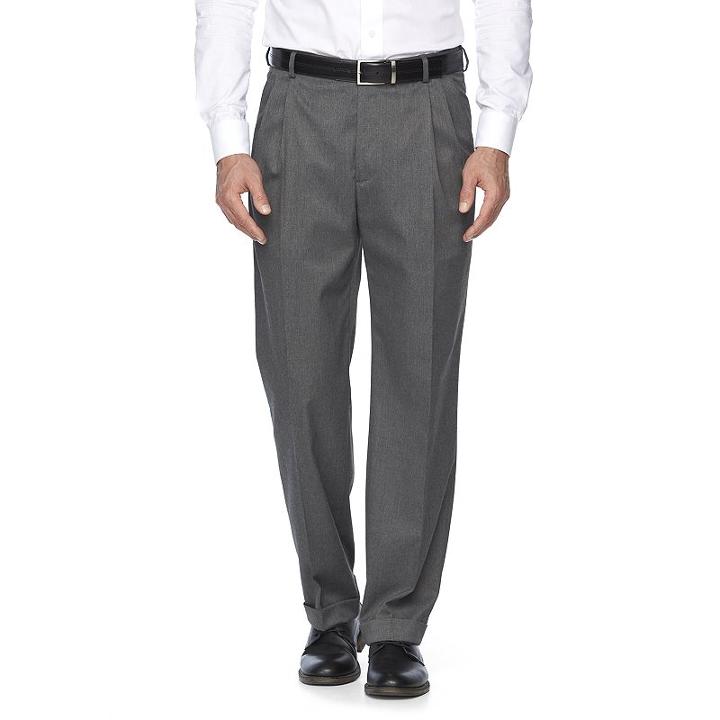 Men's Croft & Barrow&reg; Stretch Classic-fit True Comfort Pleated Suit Pants, Size: 36x30, Grey