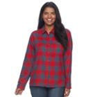 Juniors' Plus Size So&reg; Pocket Plaid Flannel Shirt, Teens, Size: 2xl, Med Red