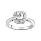 Diamonluxe 3/4 Carat T.w. Simulated Diamond Sterling Silver Halo Ring, Women's, Size: 8, White