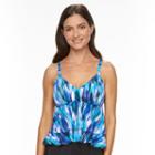 Women's Trimshaper Tummy Slimmer Tiered Tankini Top, Size: 12, Purple