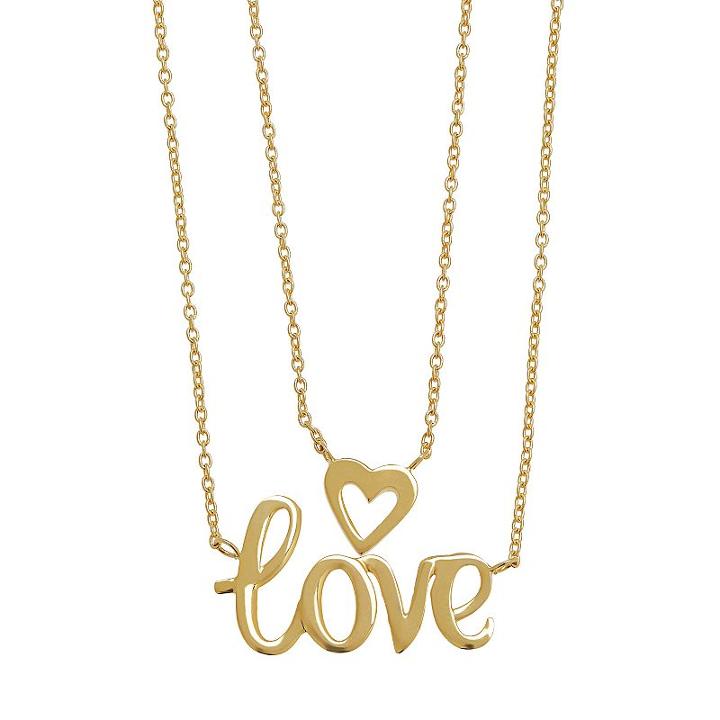 Everlasting Gold 10k Gold Love Layered Necklace, Women's, Size: 17, Yellow