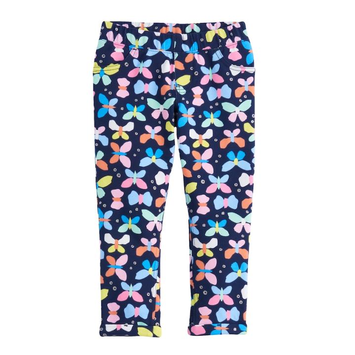 Girls 4-10 Jumping Beans&reg; Butterfly Pieced Cuff Jeggings, Size: 7, Blue (navy)