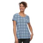 Women's Croft & Barrow&reg; Scoopneck Jacquard Top, Size: Medium, Turquoise/blue (turq/aqua)
