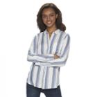Juniors' So&reg; Twill Button Down Shirt, Girl's, Size: Large, Blue (navy)