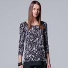 Women's Simply Vera Vera Wang Chiffon Trim Print Top, Size: Small, Oxford