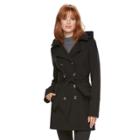 Women's Sebby Collection Soft Shell Trench Coat, Size: Xl, Black