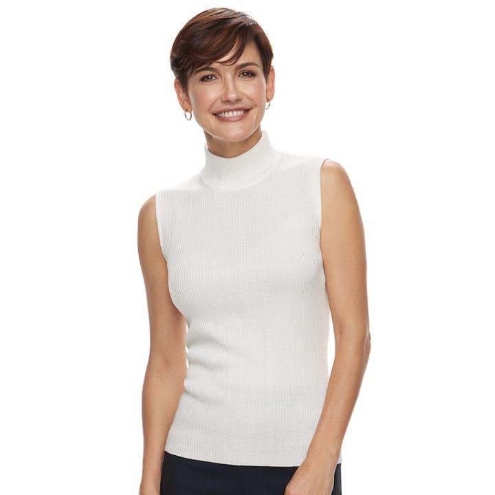 Women's Dana Buchman Mockneck Sleeveless Top, Size: Medium, Lt Yellow