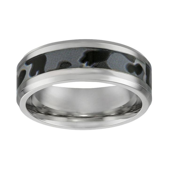 Stainless Steel Gray Camouflage Band - Men, Size: 11, Grey
