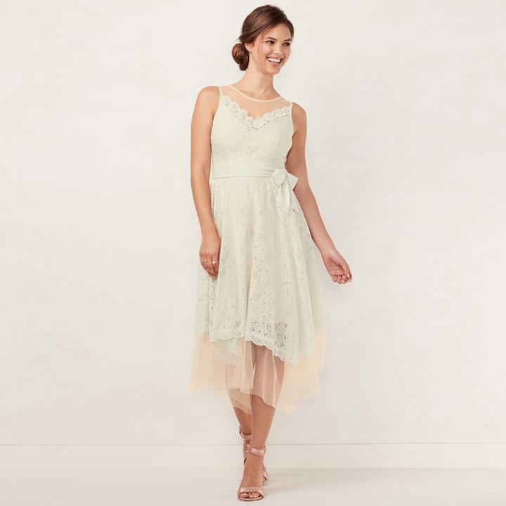 Women's Lc Lauren Conrad Lace Handkerchief Hem Midi Dress, Size: 14, Brt Blue