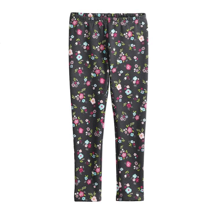 Girls 4-10 Jumping Beans&reg; Print Full-length Fleece Leggings, Size: 8, Dark Grey
