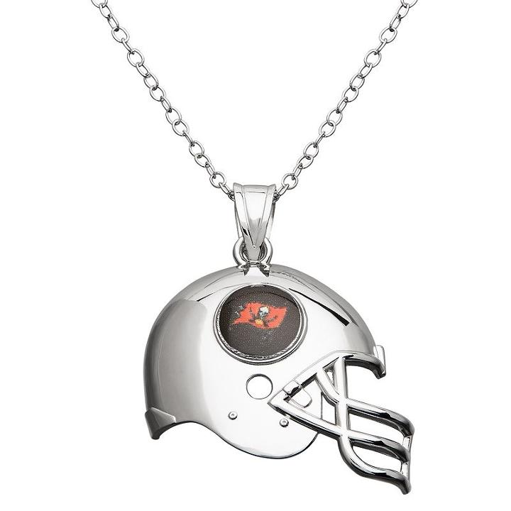 Tampa Bay Buccaneers Sterling Silver Helmet Pendant Necklace, Women's, Size: 18, Grey