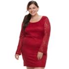 Juniors' Plus Size Liberty Love Lace Bodycon Dress, Teens, Size: 2xl, Red