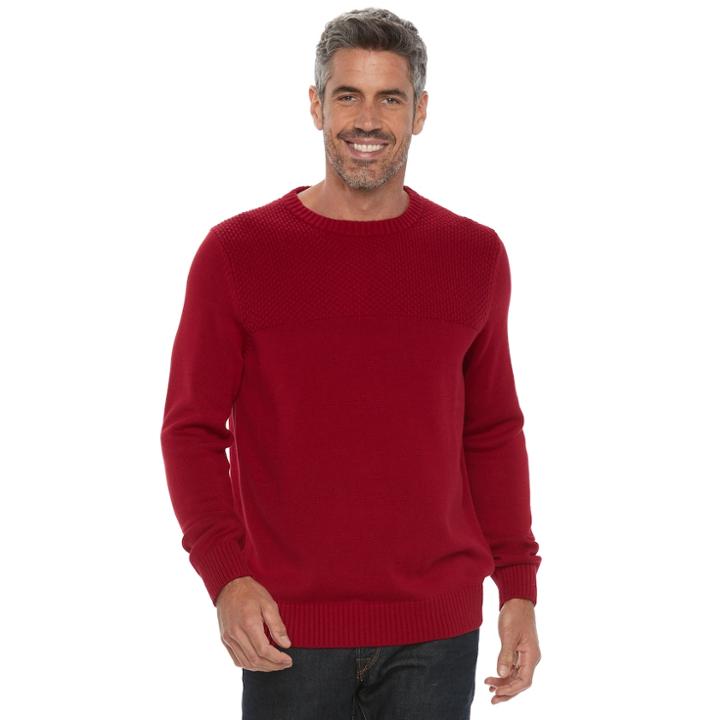Big & Tall Croft & Barrow&reg; Classic-fit Textured Yoke Crewneck Sweater, Men's, Size: 3xb, Med Red