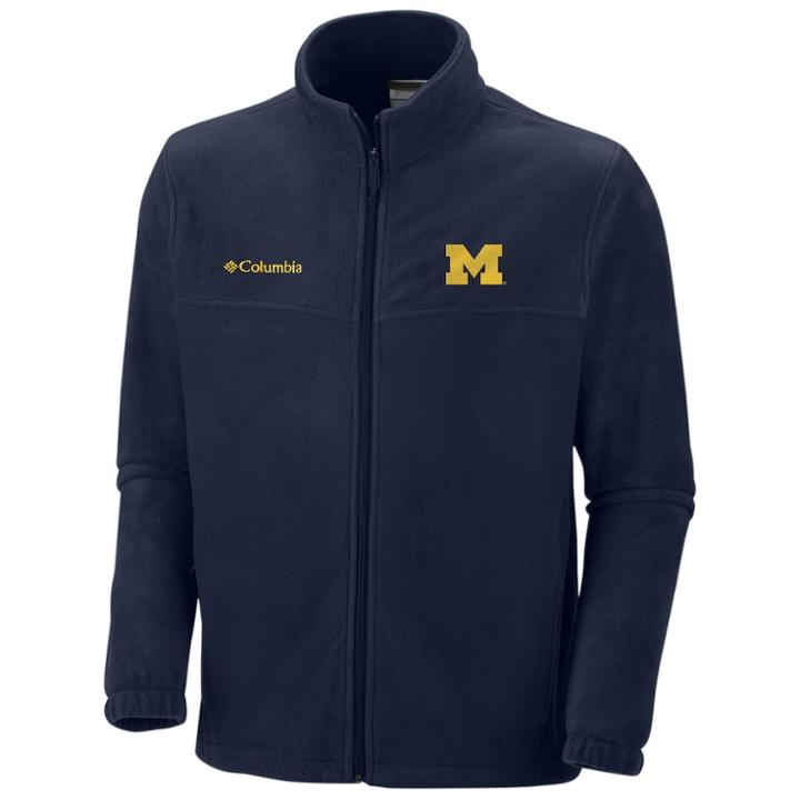 Columbia Michigan Wolverines Flanker Ii Full-zip Fleece - Men, Size: Medium, Med Blue