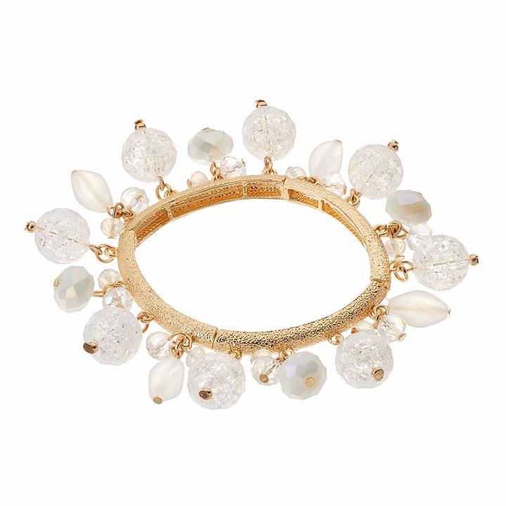 White Shaky Bead Stretch Bracelet, Women's