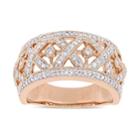 10k Rose Gold 1/2 Carat T.w. Diamond Crisscross Ring, Women's, Size: 9, White