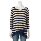 Women's French Laundry Embellished Striped Asymmetrical Top, Size: Small, Blue Other