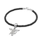 Logoart Sterling Silver & Leather Rn Caduceus Nurse Charm Bracelet, Women's, Size: 7.5, Grey