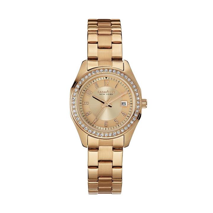 Caravelle New York By Bulova Women's Crystal Stainless Steel Watch - 44m103, Pink