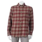 Men's Woolrich Trout Run Classic-fit Plaid Dobby Button-down Shirt, Size: Medium, Dark Red