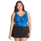 Plus Size Great Lengths D-cup Surplice Swimdress, Women's, Size: 22, Blue