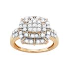 10k Gold 1 Carat T.w. Diamond Cluster Ring, Women's, Size: 8, White
