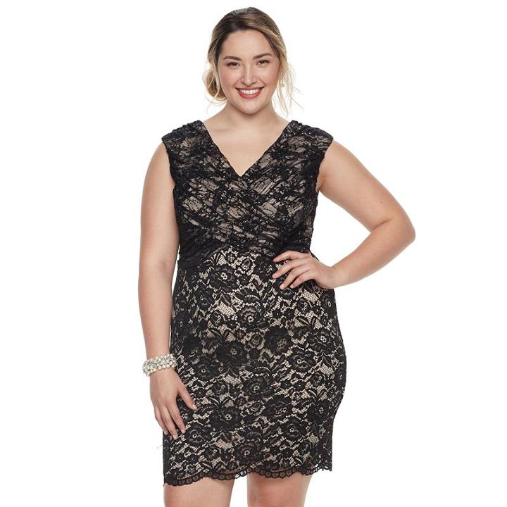 Plus Size Chaya Sequin Lace Sheath Dress, Women's, Size: 22 W, Grey (charcoal)