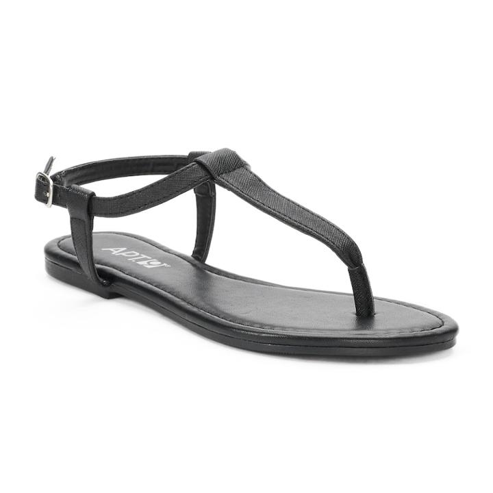Women's Apt. 9&reg; Kiki Strap Sandals, Size: Large, Black