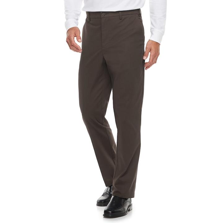 Men's Croft & Barrow&reg; Classic-fit Easy-care Stretch Flat-front Khaki Pants, Size: 40x32, Brown