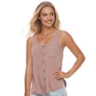 Juniors' Mudd&reg; Button-front Tank, Teens, Size: Xs, Light Pink