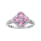 Sterling Silver Lab-created Pink Sapphire & White Topaz Flower Ring, Women's, Size: 9