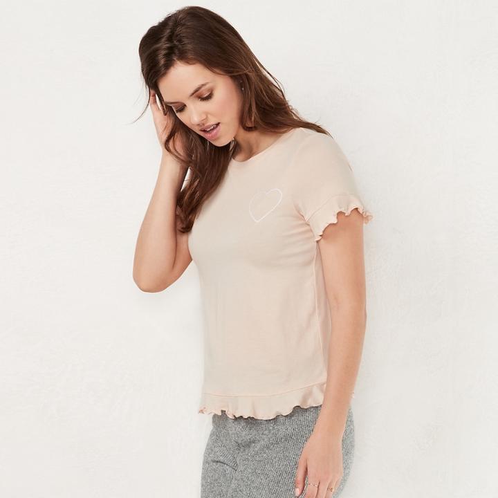 Women's Lc Lauren Conrad Ruffle-trim Tee, Size: Xl, Light Pink