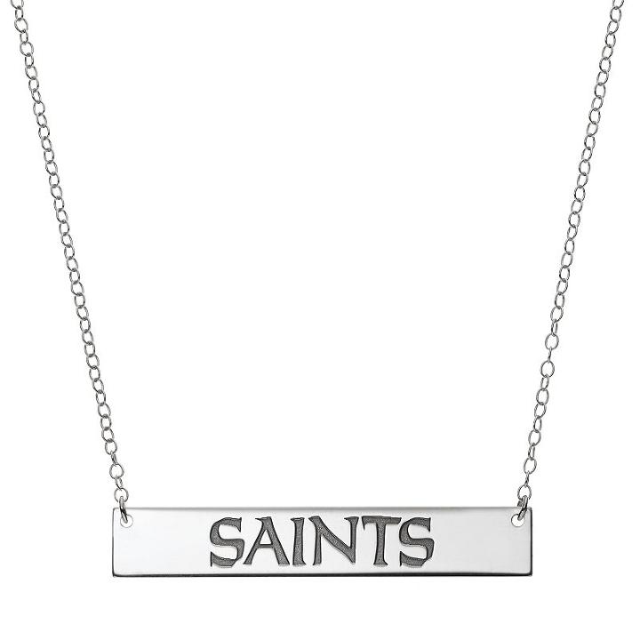 New Orleans Saints Sterling Silver Bar Link Necklace, Women's, Size: 18, Grey