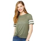 Juniors' Wallflower Twisted Varsity Striped Tee, Teens, Size: Xl, Green