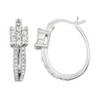 Chrystina Crystal Square Front Crystal Hoop Earrings, Women's, White