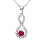 1/10 Carat T.w. Diamond And Lab-created Ruby 10k White Gold Infinity Drop Pendant Necklace, Women's, Size: 17, Multicolor