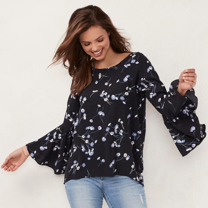 Women's Lc Lauren Conrad Bell-sleeve Top, Size: Xs, Oxford