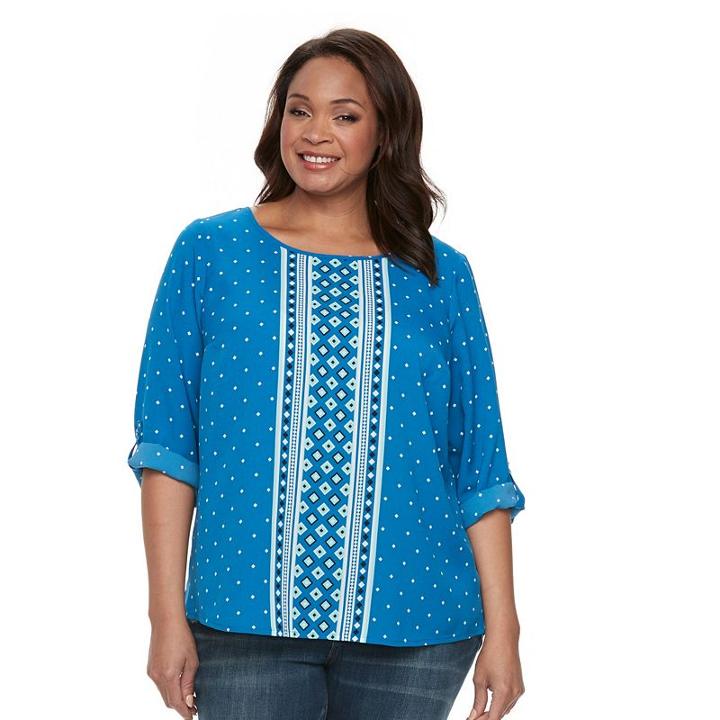 Plus Size Croft & Barrow&reg; Crepe Print Top, Women's, Size: 1xl, Dark Blue