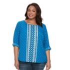 Plus Size Croft & Barrow&reg; Crepe Print Top, Women's, Size: 1xl, Dark Blue