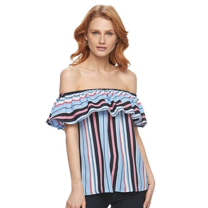 Women's Harve Benard Striped Off-the-shoulder Top, Size: Large, Ovrfl Oth