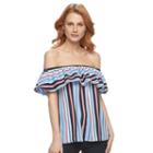 Women's Harve Benard Striped Off-the-shoulder Top, Size: Large, Ovrfl Oth