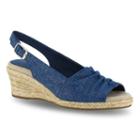 Easy Street Kindly Women's Espadrille Wedge Sandals, Size: 6.5 Wide, Blue