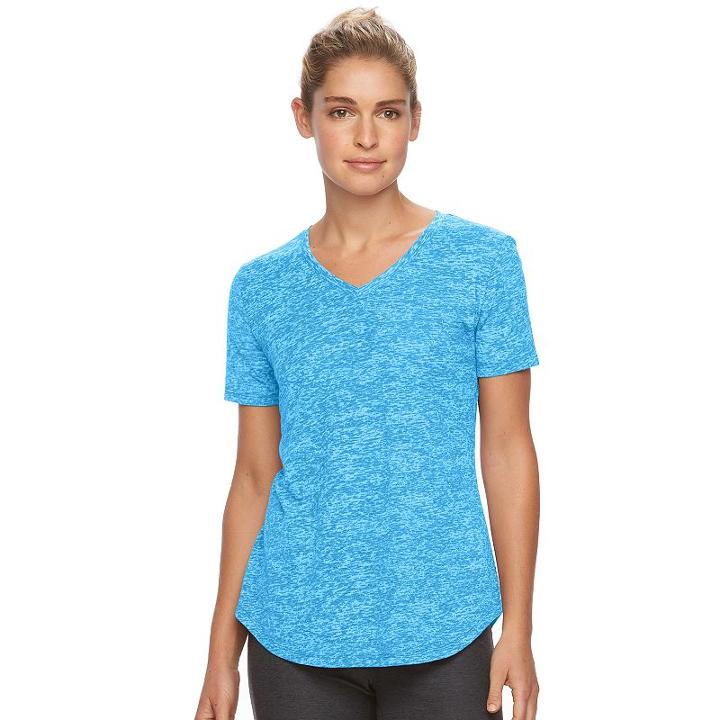 Women's Tek Gear&reg; Easy Burnout V-neck Yoga Tee, Size: Xl, Turquoise/blue (turq/aqua)